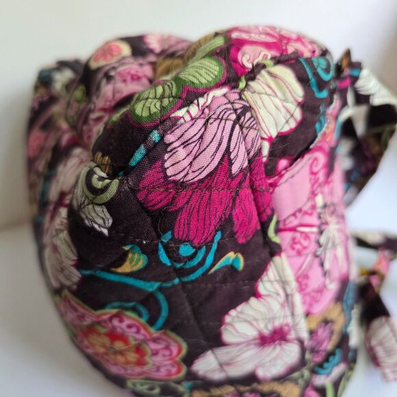 Vera Bradley Maggie in Mod Brown/Pink Quilted Floral Zipper Backpack 12” by 9” - Picture 6 of 8